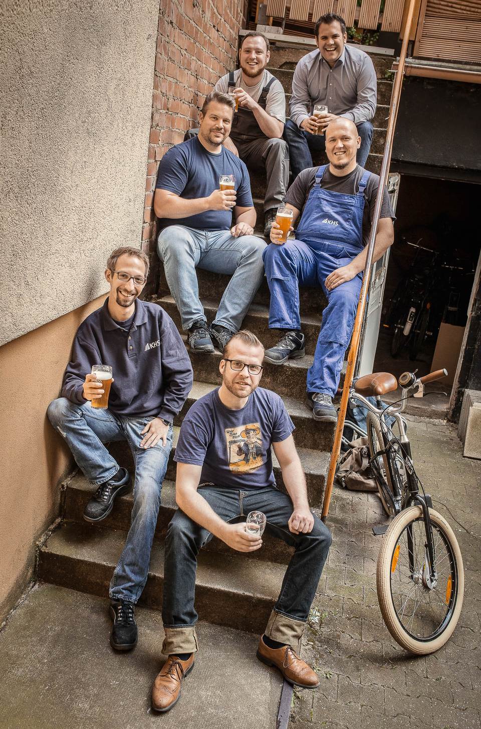 After-work bevies for hobby brewers (clockwise from top right): Florian Imig, 28, Sebastian Schneider, 28, Steffen Deike, 30, Matthias Mikulla, 31, Kim Naatz, 40, and Sebastian Herold, 26. Not pictured: Nico Gehring, 25.